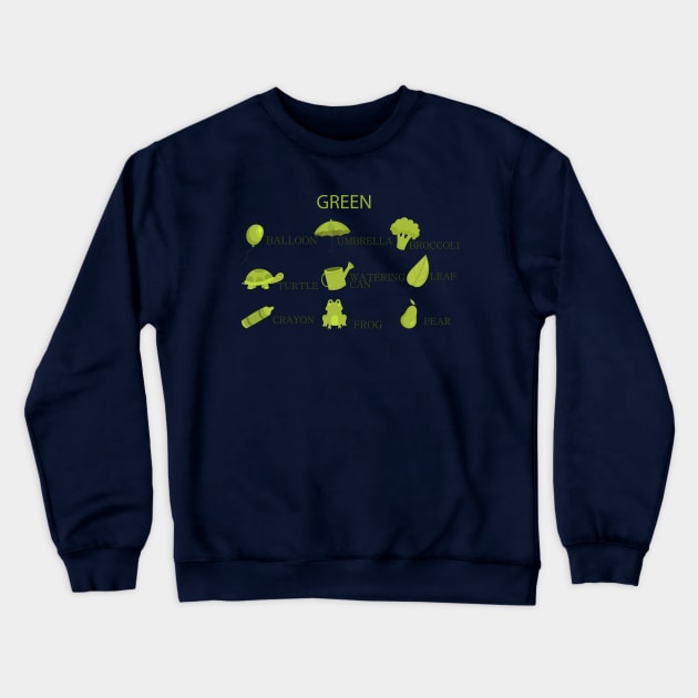 Green Color Crewneck Sweatshirt by Mako Design 